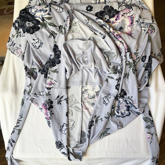 Jessica Simpson Maternity Women Maxi Dress M Lavender Floral Wrap 3/4 Sleeve - Picture 4 of 10